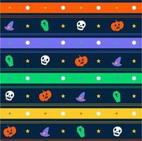 Cute Minimal Happy Halloween Horizontal Stripe Line Checkered Gingham Pattern ghost, skull, pumpkin, coffin, witch hat vector