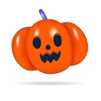 Cute 3D Orange Pumpkin Jack O Lantern  Icon Happy Halloween Decorative Elements Objects Holiday Cartoon Icon Trick or Treat Spooky Boo Vector Illustration