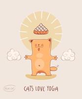 Cat Loves Yoga. Red -bodhisattva vector