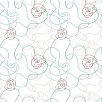 Abstract poppy seamless pattern in line-art trend vector