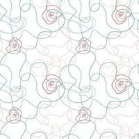 Abstract poppy seamless pattern in line-art trend vector