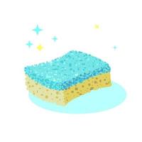 sponge for washing dishes, bath and shower, turquoise and yellow, green and yellow. vector