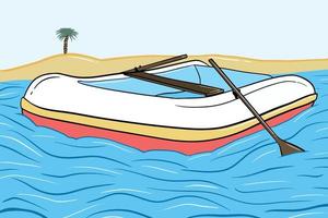 Inflatable boat in water with paddles vector