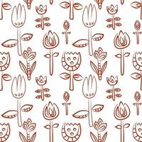 Floral seamless pattern as Scandinavian textile design. Poppies and tulips vector