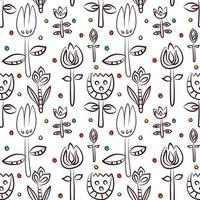 Floral seamless pattern as Scandinavian textile design. Poppies and tulips vector