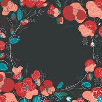 Red poppy floral square frame vector