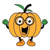 cute pumpkin cartoon character illustration vector