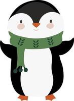 lindo pingüino en una ilustración de vector de bufanda sobre fondo blanco
