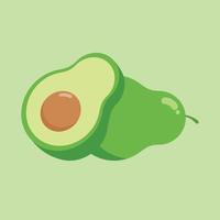 Fresh half avocado isolated on white background. Organic food. Cartoon style. Vector illustration for design