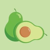 Fresh half avocado isolated on white background. Organic food. Cartoon style. Vector illustration for design