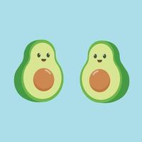 Cute happy avocado smiling in cartoon style. Vector cartoon character illustration icon design