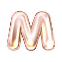 Perl pink foil inflated alphabet symbol, isolated letter M vector