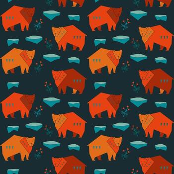 Bear seamless pattern vector