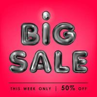 Big Sale black latex lettering on the red background vector