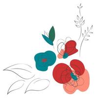 Wild poppy flowers decorative coner vector