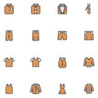 Set of Clothes Filled Line Color Icon vector