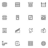 Set of Part of House Line Icon vector