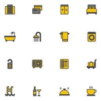 Set of Hotel Filled Color Icon vector