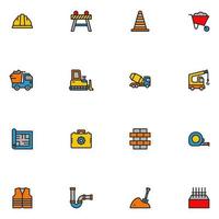 Set of Construction Filled Line Color Icon vector