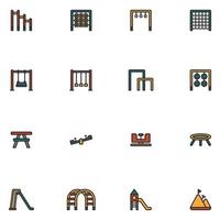 Set of Playground Filled Color Icon vector