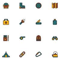 Set of Hiking Filled Color Icon vector