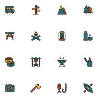 Set of Camping Filled Color Icon vector