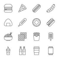 vector de conjunto de iconos de línea de comida rápida