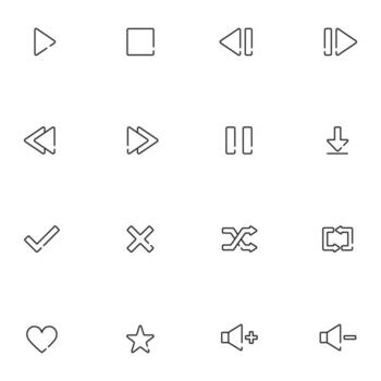 vector de conjunto de iconos de línea de reproductor multimedia