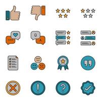 Survey and Feedback Filled Line Icon Set Vector