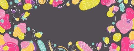 Summer floral seasonal cover web page dark background vector