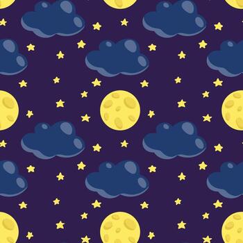 patrón vectorial con nubes y luna vector