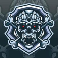 Skull mecha robot mascot . E sports logo design vector