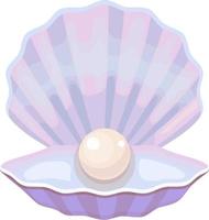 Open shell with pearl. Mother of pearl sea oyster with bright expensive decoration precious gemstone. vector