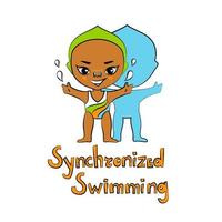 Cartoon Girl Synchronized Swimmer vector