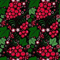 Khokhloma seamless pattern in slavic folk style with berries vector