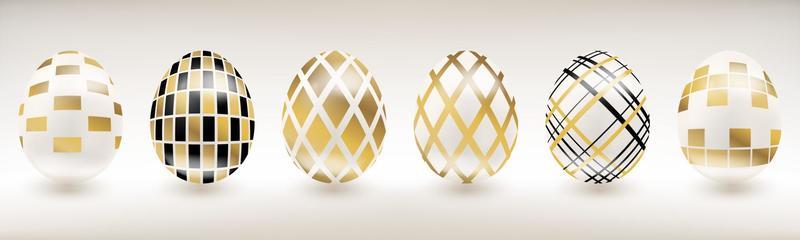 White porcelain Easter egg with geometric decor