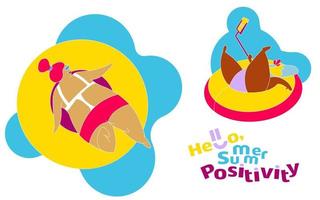 Funny Happy Fat Girl on the Beach vector