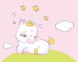 Cute little unicorn with a star crown vector