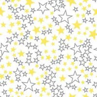 Yellow and gray stars seamless vector pattern