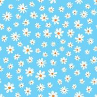Daisies seamless pattern blue color vector