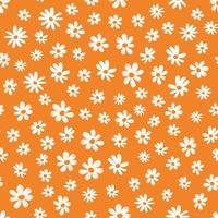 Daisies bright orange pattern vector