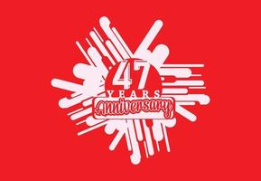 47 years anniversary logo and sticker design vector