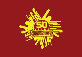 Diseño de logotipo y pegatina de aniversario de 50 años. vector