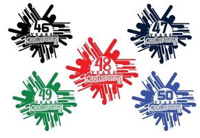 Conjuntos de diseño de logotipo y pegatina de aniversario de 46 a 50 años vector