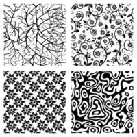 Silhouette of a geometric and floral black and white pattern seamless tile cut file vector set