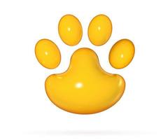 Paw 3d print in cartoon soft pop style. vector