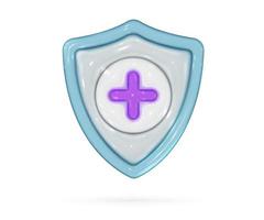 3d glossy shield in realistic style. vector