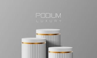 Abstract white gold podium empty room 3d shape design for product display presentation studio concept minimal wall scene vector