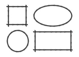 Marcos circulares y rectangulares de tronco de bambú. cuadro de texto natural ovalado y cuadrado. borde de la rama de bambú. plantilla de marco en blanco. ilustración vectorial aislada en estilo plano sobre fondo blanco vector