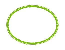 Green bamboo trunk oval frame. Natural ellipse text box. Bamboo branch border. Blank frame template. Vector illustration isolated in flat style on white background